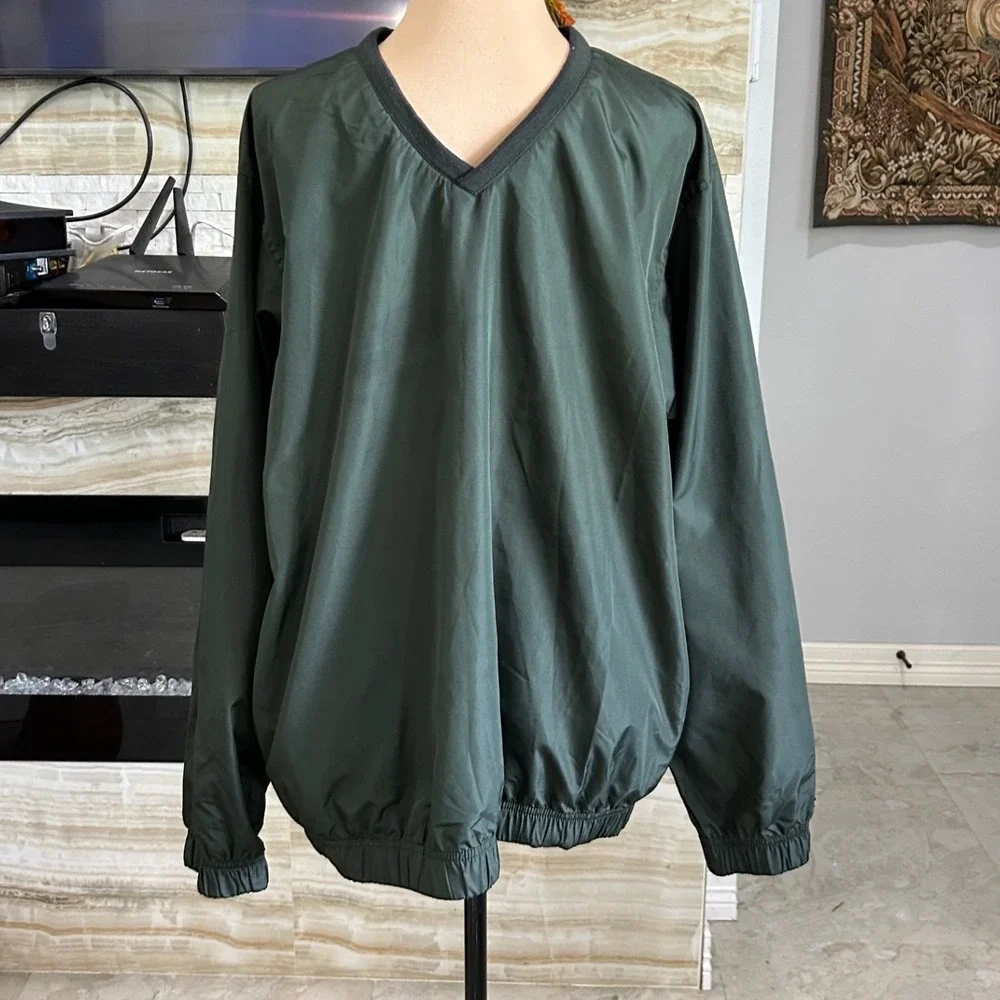 IZOD Golf Pullover Windbreaker Jacket Mens Medium V Neck‎ Long Sleeve